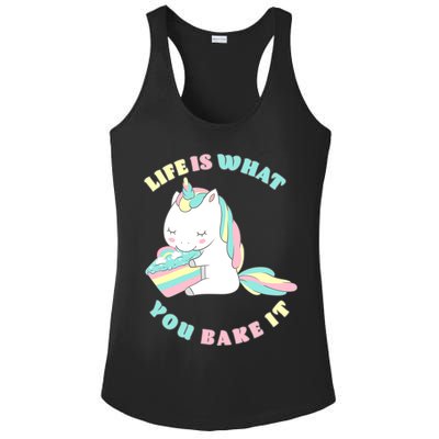 Life Is What You Bake It Unicorn Ladies PosiCharge Competitor Racerback Tank