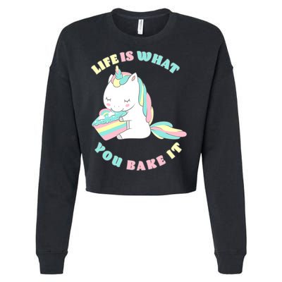 Life Is What You Bake It Unicorn Cropped Pullover Crew