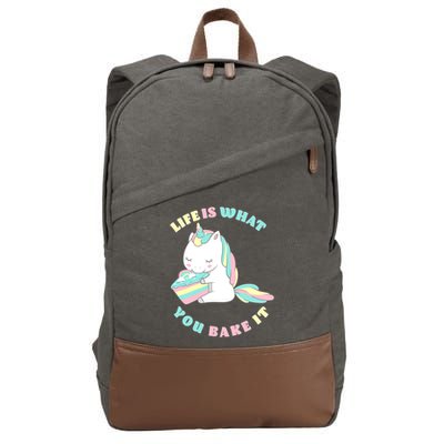 Life Is What You Bake It Unicorn Cotton Canvas Backpack