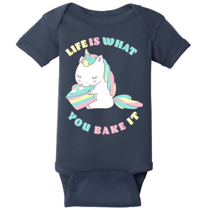 Life Is What You Bake It Unicorn Baby Bodysuit