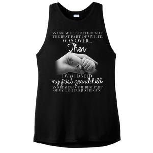 Life Just Begun With My First Grandchild Ladies PosiCharge Tri-Blend Wicking Tank