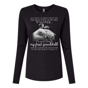 Life Just Begun With My First Grandchild Womens Cotton Relaxed Long Sleeve T-Shirt