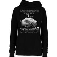 Life Just Begun With My First Grandchild Womens Funnel Neck Pullover Hood