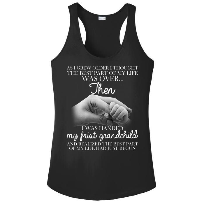 Life Just Begun With My First Grandchild Ladies PosiCharge Competitor Racerback Tank