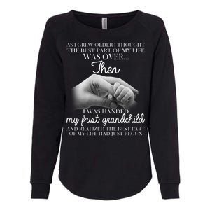 Life Just Begun With My First Grandchild Womens California Wash Sweatshirt