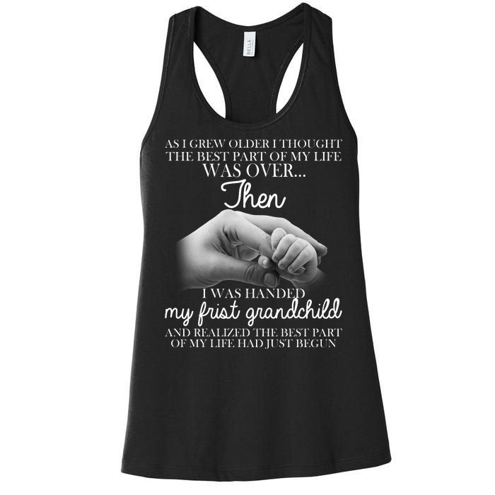 Life Just Begun With My First Grandchild Women's Racerback Tank