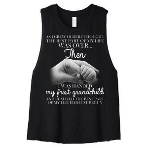 Life Just Begun With My First Grandchild Women's Racerback Cropped Tank