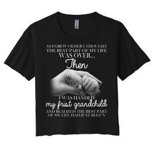 Life Just Begun With My First Grandchild Women's Crop Top Tee