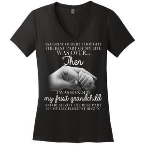 Life Just Begun With My First Grandchild Women's V-Neck T-Shirt