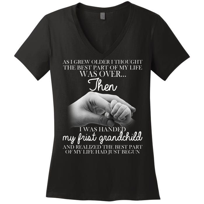 Life Just Begun With My First Grandchild Women's V-Neck T-Shirt