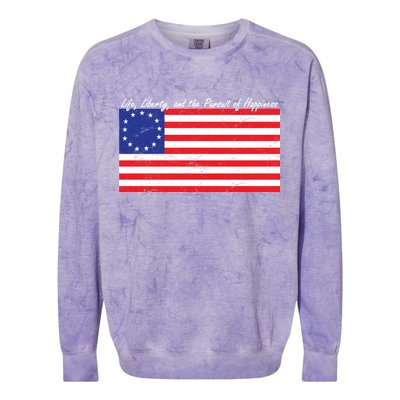 Life Liberty And The Pursuit Of Happiness Flag Colorblast Crewneck Sweatshirt