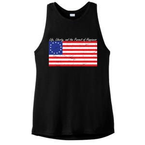 Life Liberty And The Pursuit Of Happiness Flag Ladies PosiCharge Tri-Blend Wicking Tank