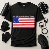 Life Liberty And The Pursuit Of Happiness Flag Cooling Performance Crew T-Shirt