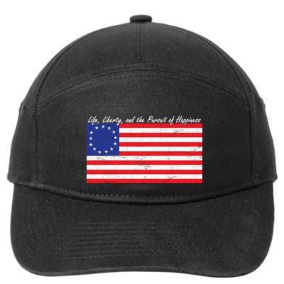 Life Liberty And The Pursuit Of Happiness Flag 7-Panel Snapback Hat