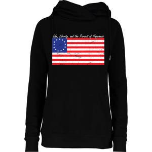 Life Liberty And The Pursuit Of Happiness Flag Womens Funnel Neck Pullover Hood