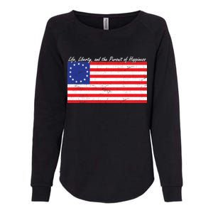 Life Liberty And The Pursuit Of Happiness Flag Womens California Wash Sweatshirt