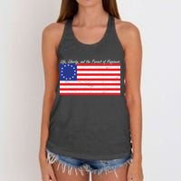 Life Liberty And The Pursuit Of Happiness Flag Women's Knotted Racerback Tank