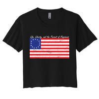 Life Liberty And The Pursuit Of Happiness Flag Women's Crop Top Tee