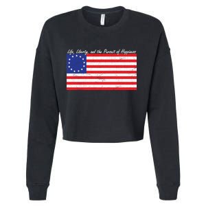 Life Liberty And The Pursuit Of Happiness Flag Cropped Pullover Crew