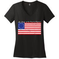 Life Liberty And The Pursuit Of Happiness Flag Women's V-Neck T-Shirt