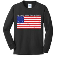 Life Liberty And The Pursuit Of Happiness Flag Kids Long Sleeve Shirt