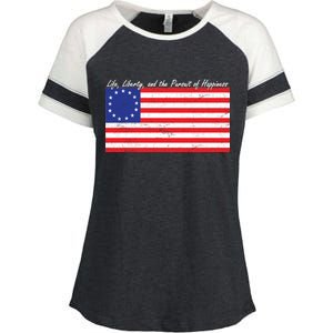 Life Liberty And The Pursuit Of Happiness Flag Enza Ladies Jersey Colorblock Tee