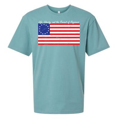 Life Liberty And The Pursuit Of Happiness Flag Sueded Cloud Jersey T-Shirt