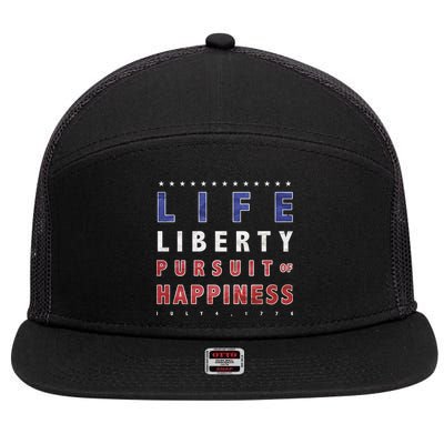 Life Liberty Pursuit Of Happiness 7 Panel Mesh Trucker Snapback Hat