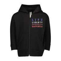 Life Liberty Pursuit Of Happiness Toddler Zip Fleece Hoodie