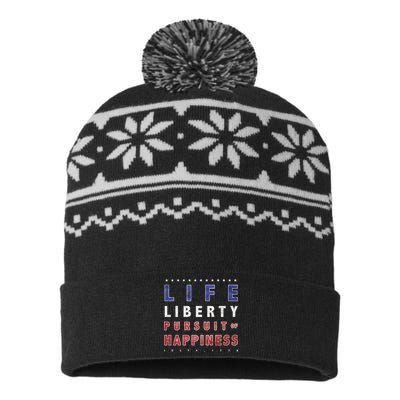 Life Liberty Pursuit Of Happiness USA-Made Snowflake Beanie