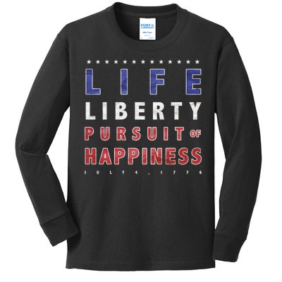 Life Liberty Pursuit Of Happiness Kids Long Sleeve Shirt