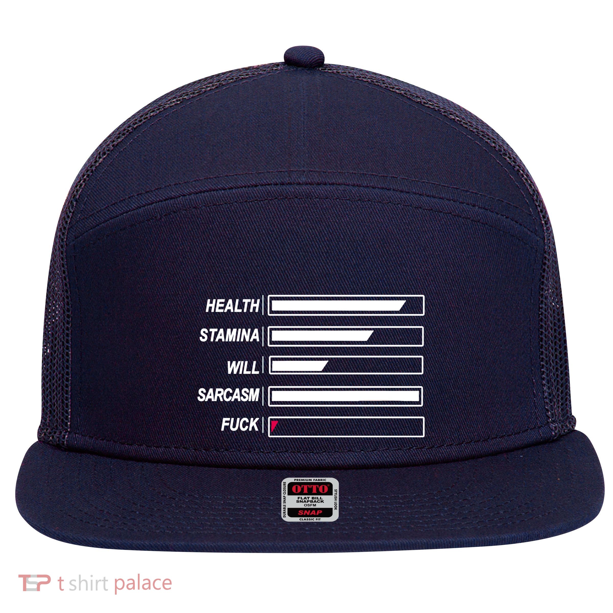 Life Status Bar 7 Panel Mesh Trucker Snapback Hat