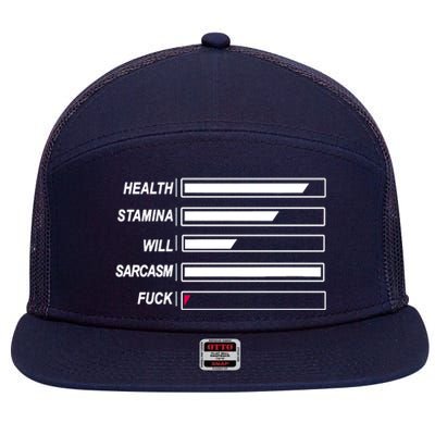 Life Status Bar 7 Panel Mesh Trucker Snapback Hat