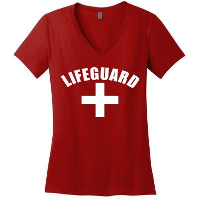 Lifeguard Cross Logo Women's V-Neck T-Shirt