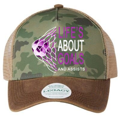 Life's About Goals And Assist Soccer Quote Legacy Tie Dye Trucker Hat