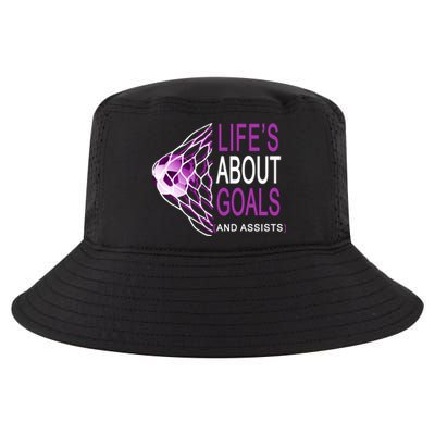 Life's About Goals And Assist Soccer Quote Cool Comfort Performance Bucket Hat