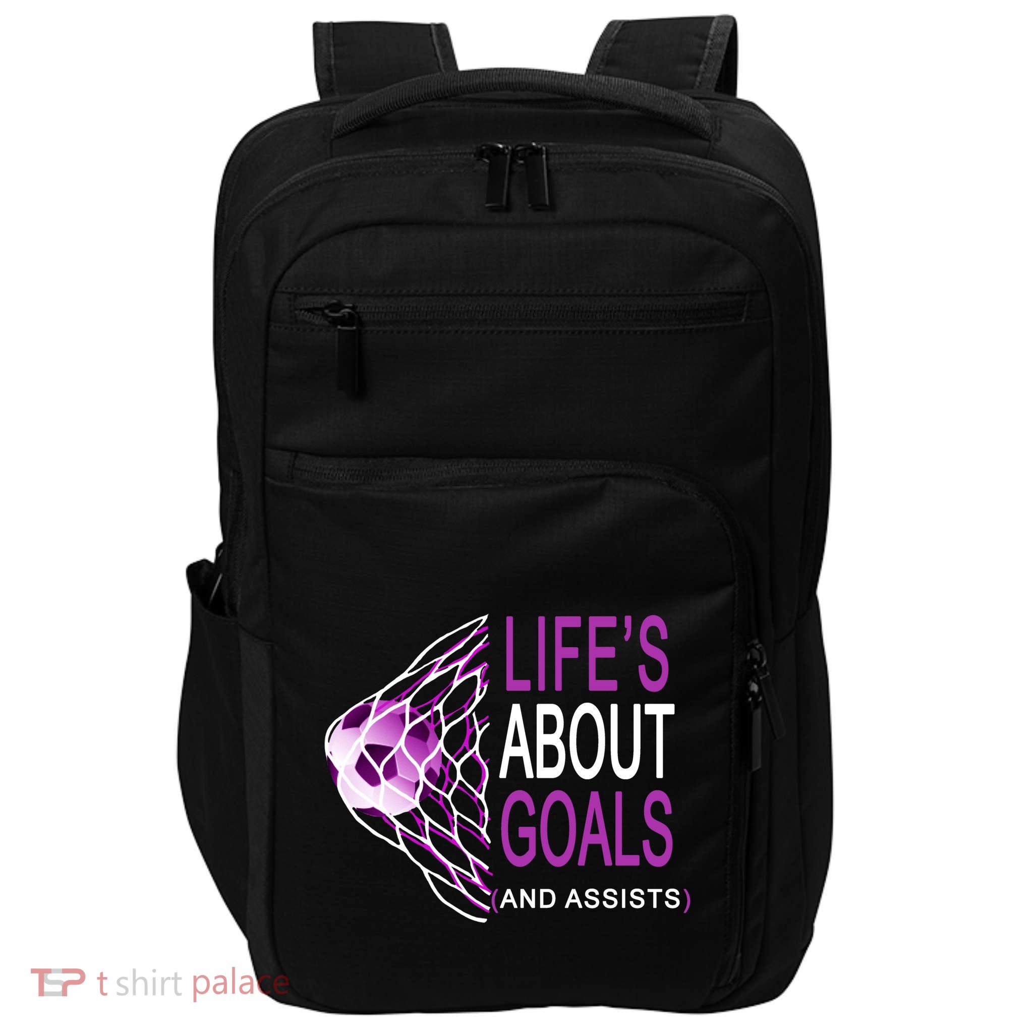 Life's About Goals And Assist Soccer Quote Impact Tech Backpack