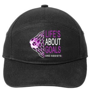 Life's About Goals And Assist Soccer Quote 7-Panel Snapback Hat