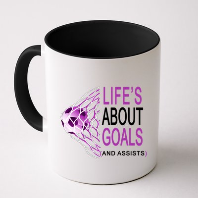 Life's About Goals And Assist Soccer Quote Mug