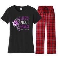 Life's About Goals And Assist Soccer Quote Women's Flannel Pajama Set