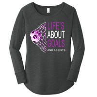 Life's About Goals And Assist Soccer Quote Women's Perfect Tri Tunic Long Sleeve Shirt