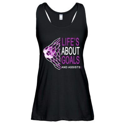 Life's About Goals And Assist Soccer Quote Ladies Essential Flowy Tank