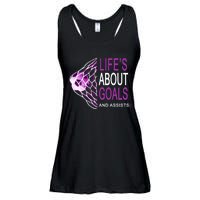 Life's About Goals And Assist Soccer Quote Ladies Essential Flowy Tank