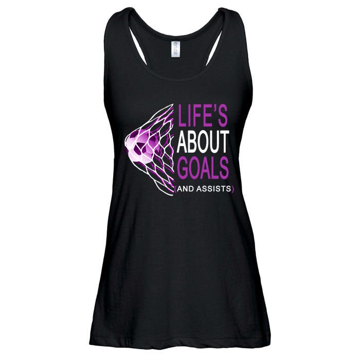 Life's About Goals And Assist Soccer Quote Ladies Essential Flowy Tank