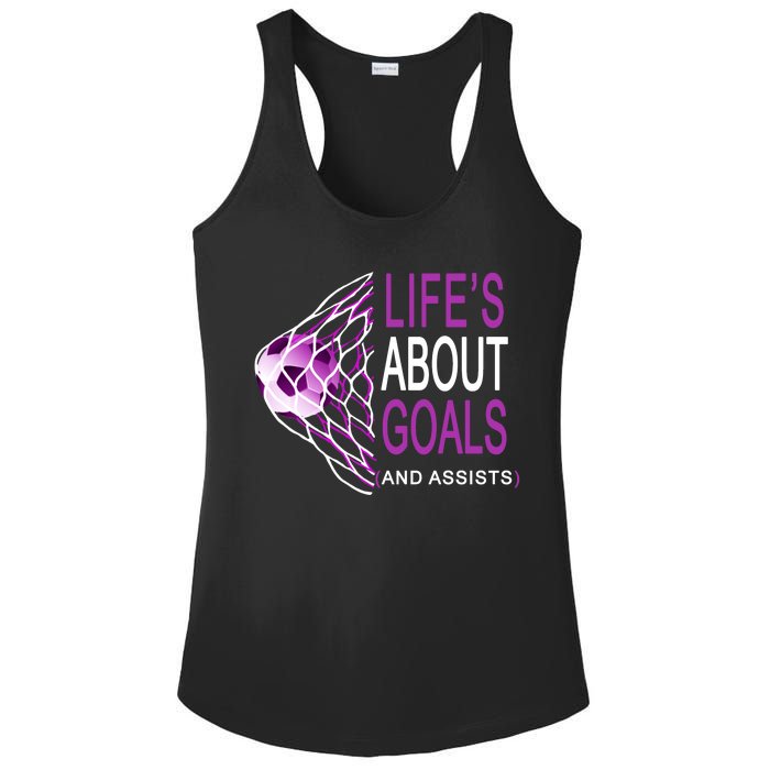 Life's About Goals And Assist Soccer Quote Ladies PosiCharge Competitor Racerback Tank