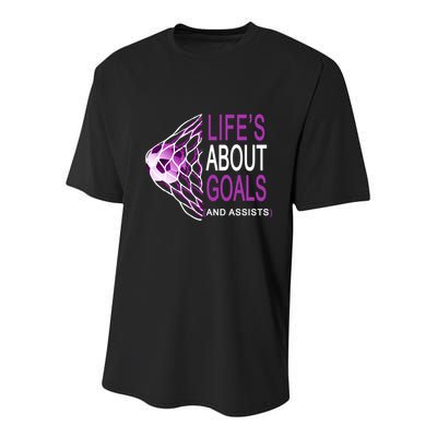 Life's About Goals And Assist Soccer Quote Youth Performance Sprint T-Shirt