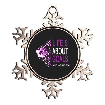 Life's About Goals And Assist Soccer Quote Metallic Star Ornament