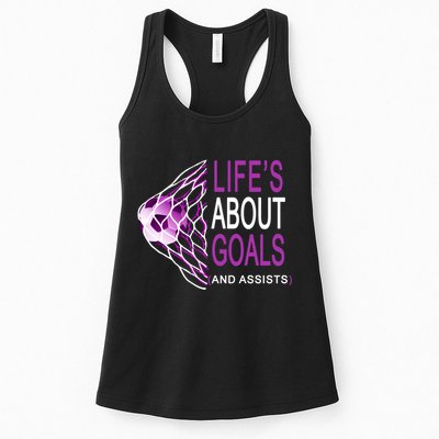 Life's About Goals And Assist Soccer Quote Womens Tank Top