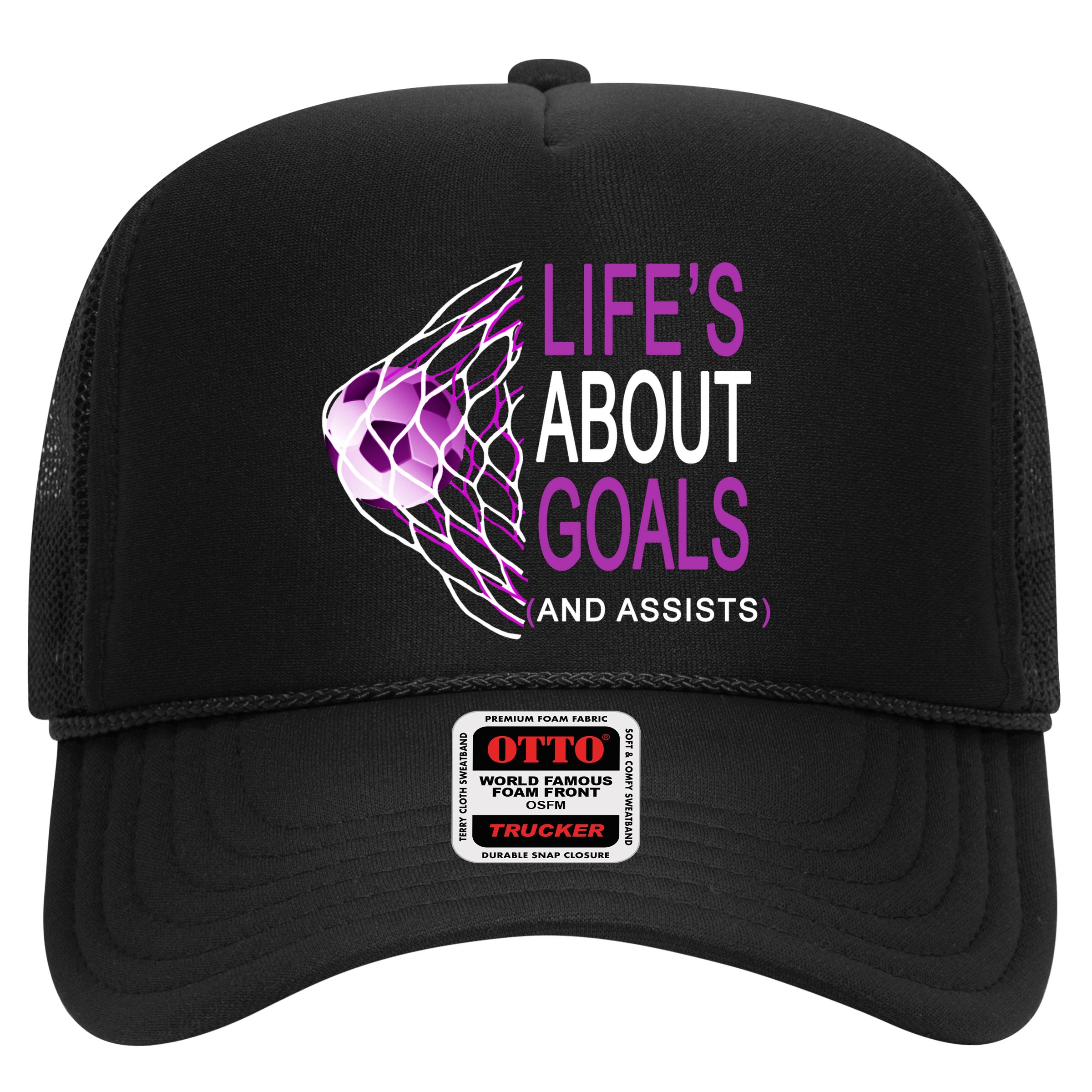 Life's About Goals And Assist Soccer Quote Hat