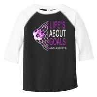 Life's About Goals And Assist Soccer Quote Toddler Fine Jersey T-Shirt